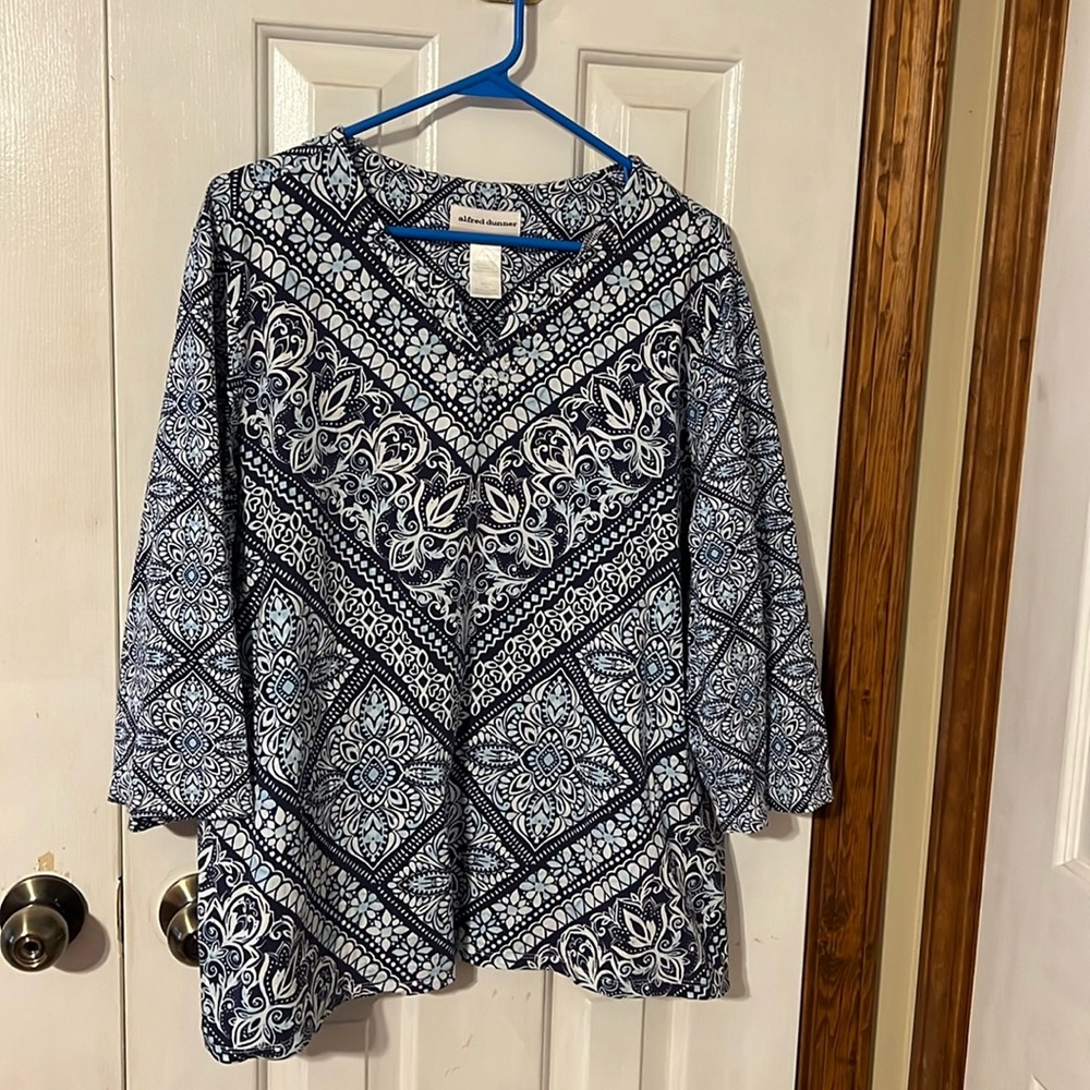 Alfred Dunner cotton 2XL geometric blues